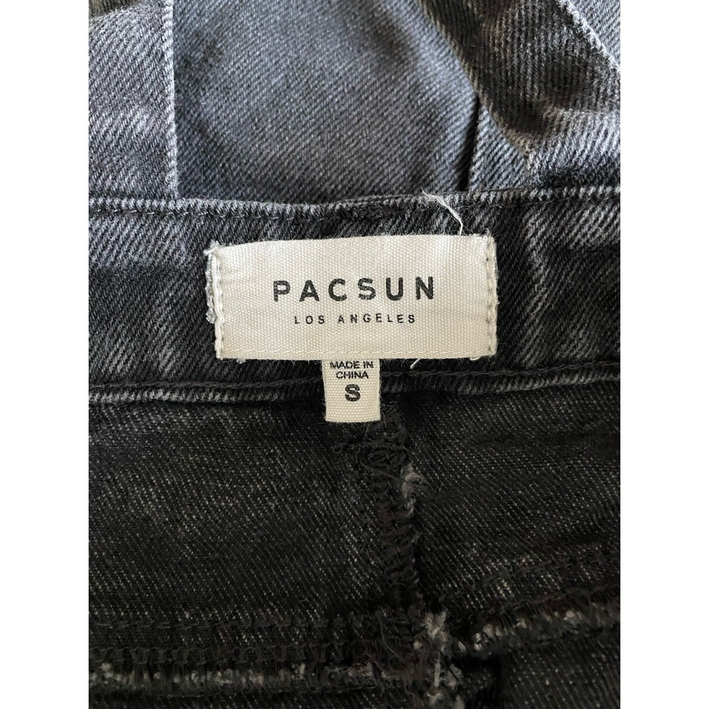 Pacsun Black Denim Overall Mini Dress Button Front Adjustable Straps Size Small - Picture 3 of 8